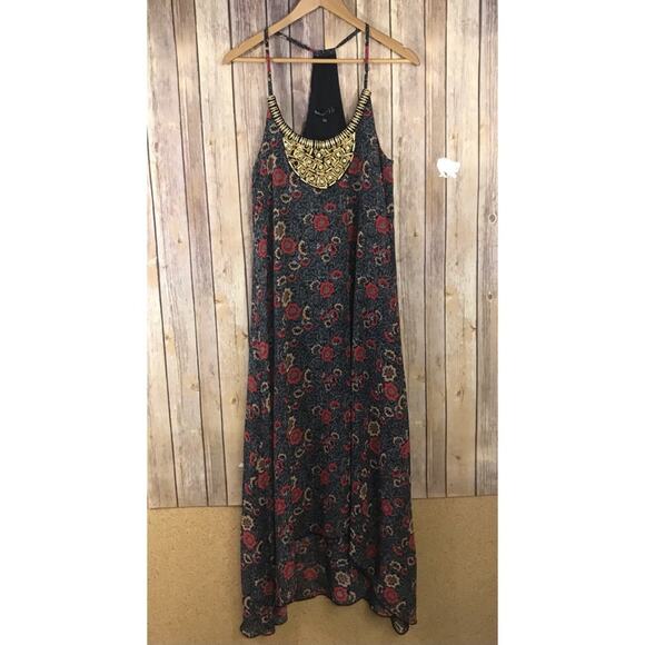 Boohoo Tasha Floral Print Hanky Hem Dress Beaded SIZE 4P Petite New Flaw - Picture 3 of 6
